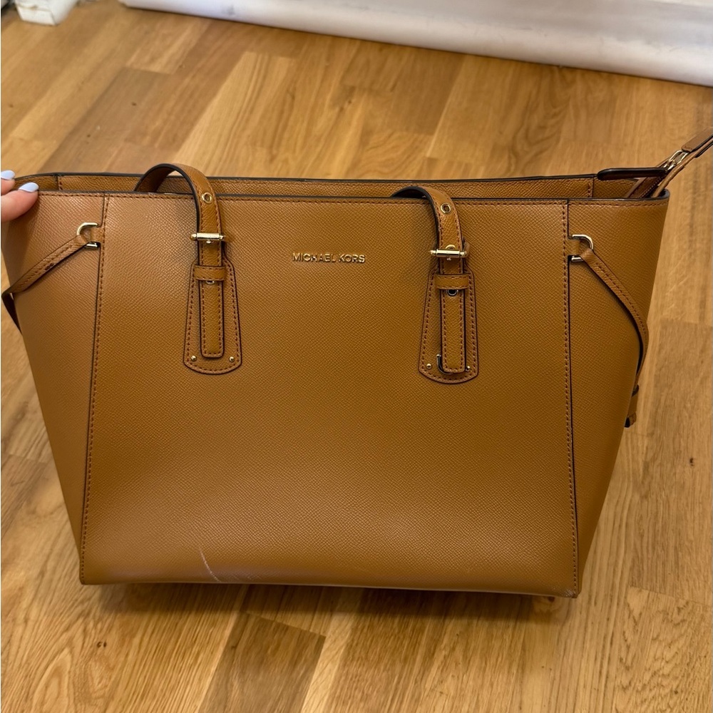 Michael Kors Tan Saffiano Leather Tote with Gold Hardware
